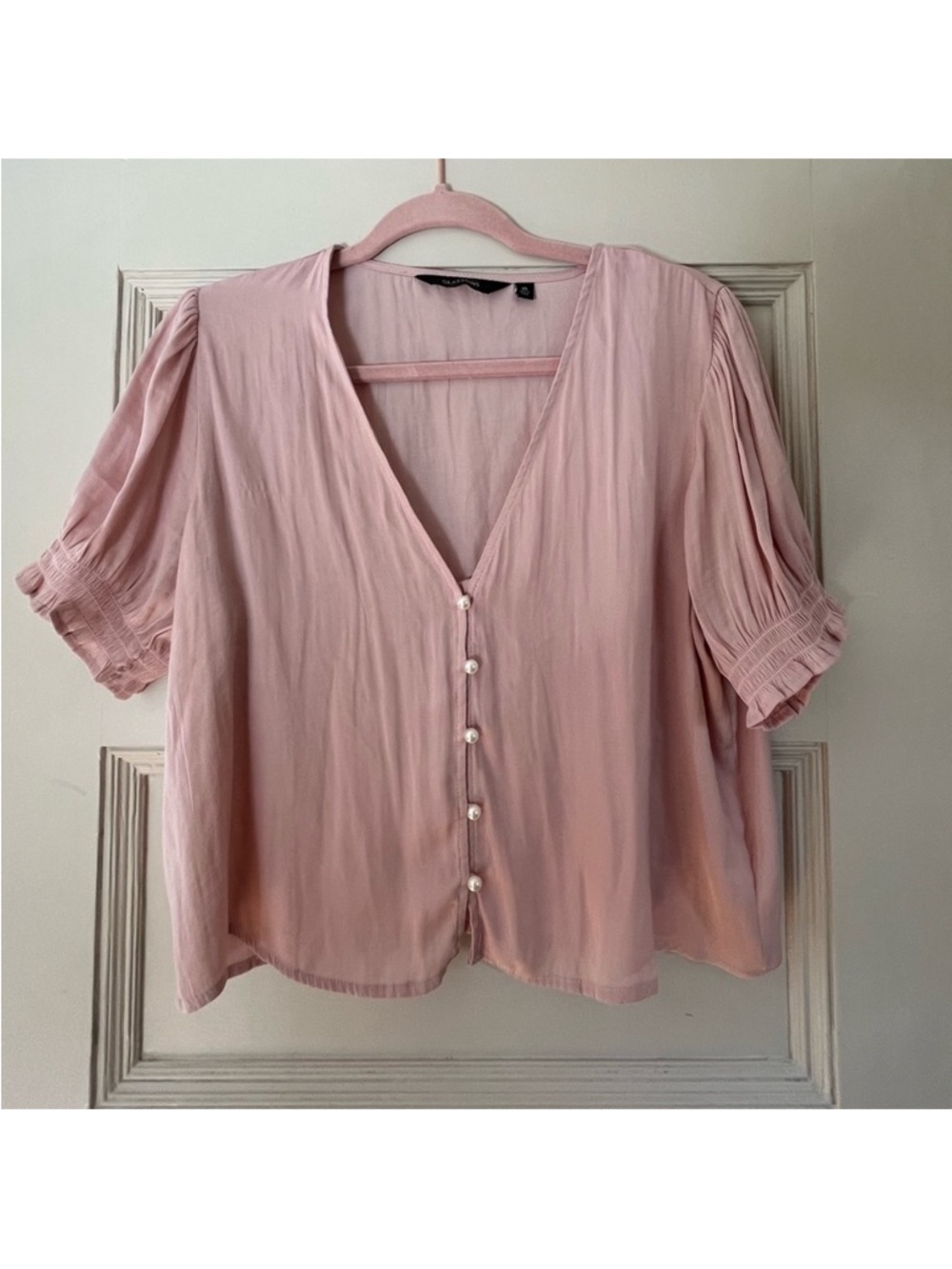Glassons | Soft Pink V-Neck Button Front Blouse
